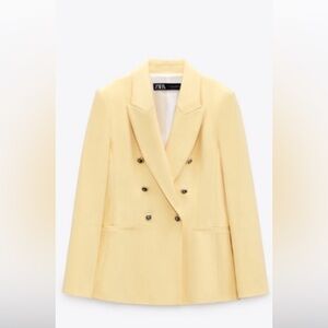 ZARA double breasted yellow blazer with decorative buttons — size small